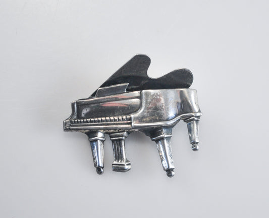 Beau Sterling Silver Piano Brooch