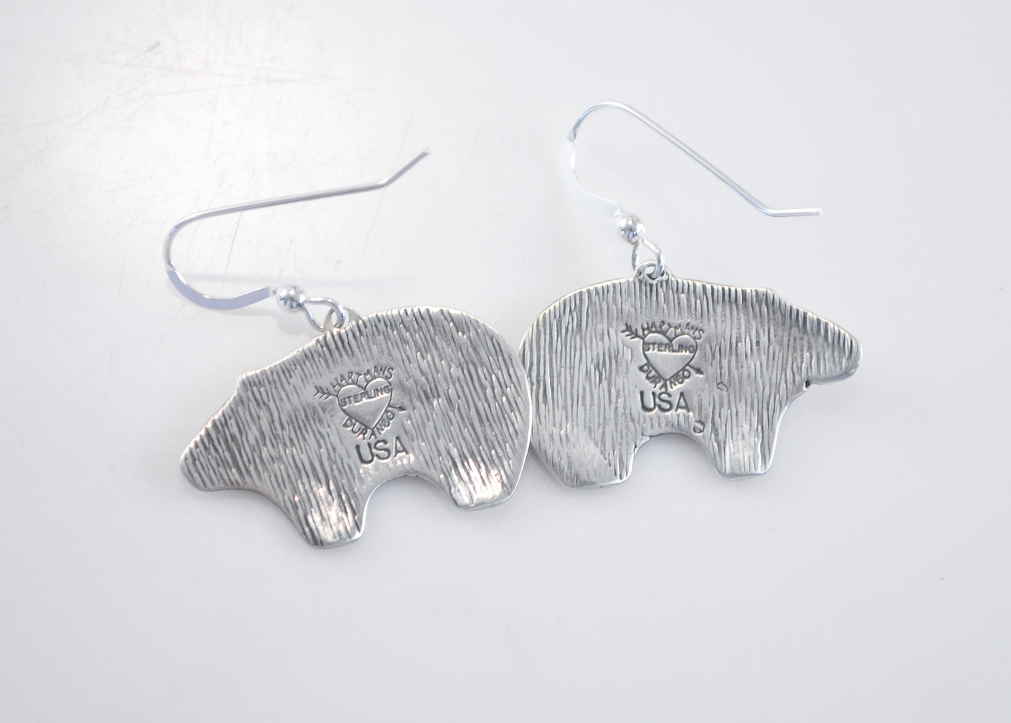 Hartmans Durango Sterling Silver Southwestern Bear Earrings