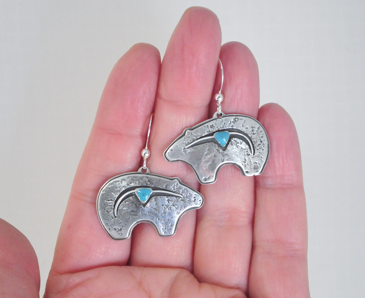 Hartmans Durango Sterling Silver Southwestern Bear Earrings