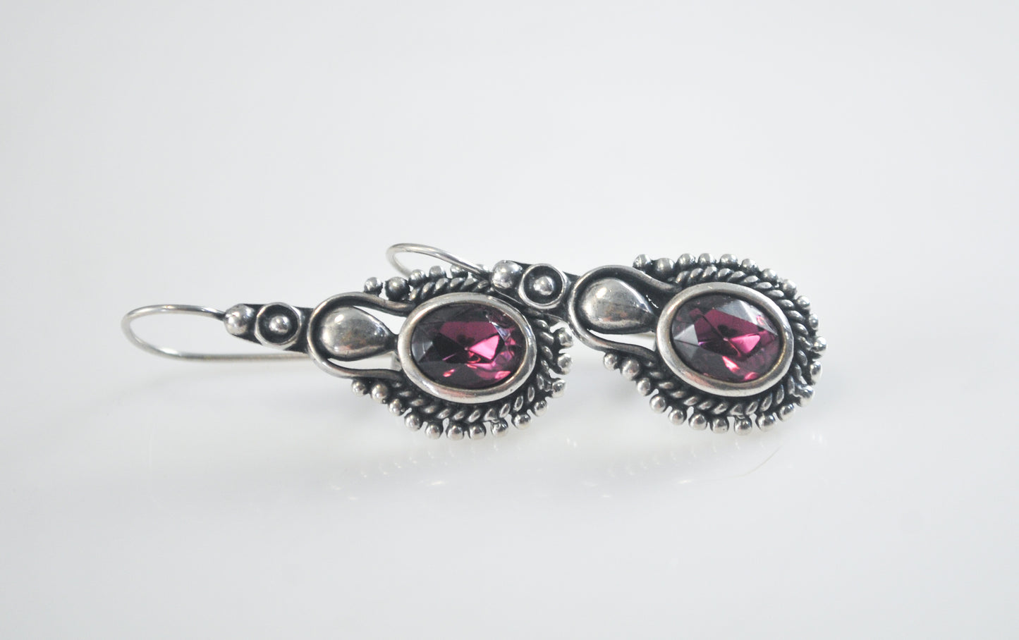 Exotic Sterling Silver Purple Stone Earrings