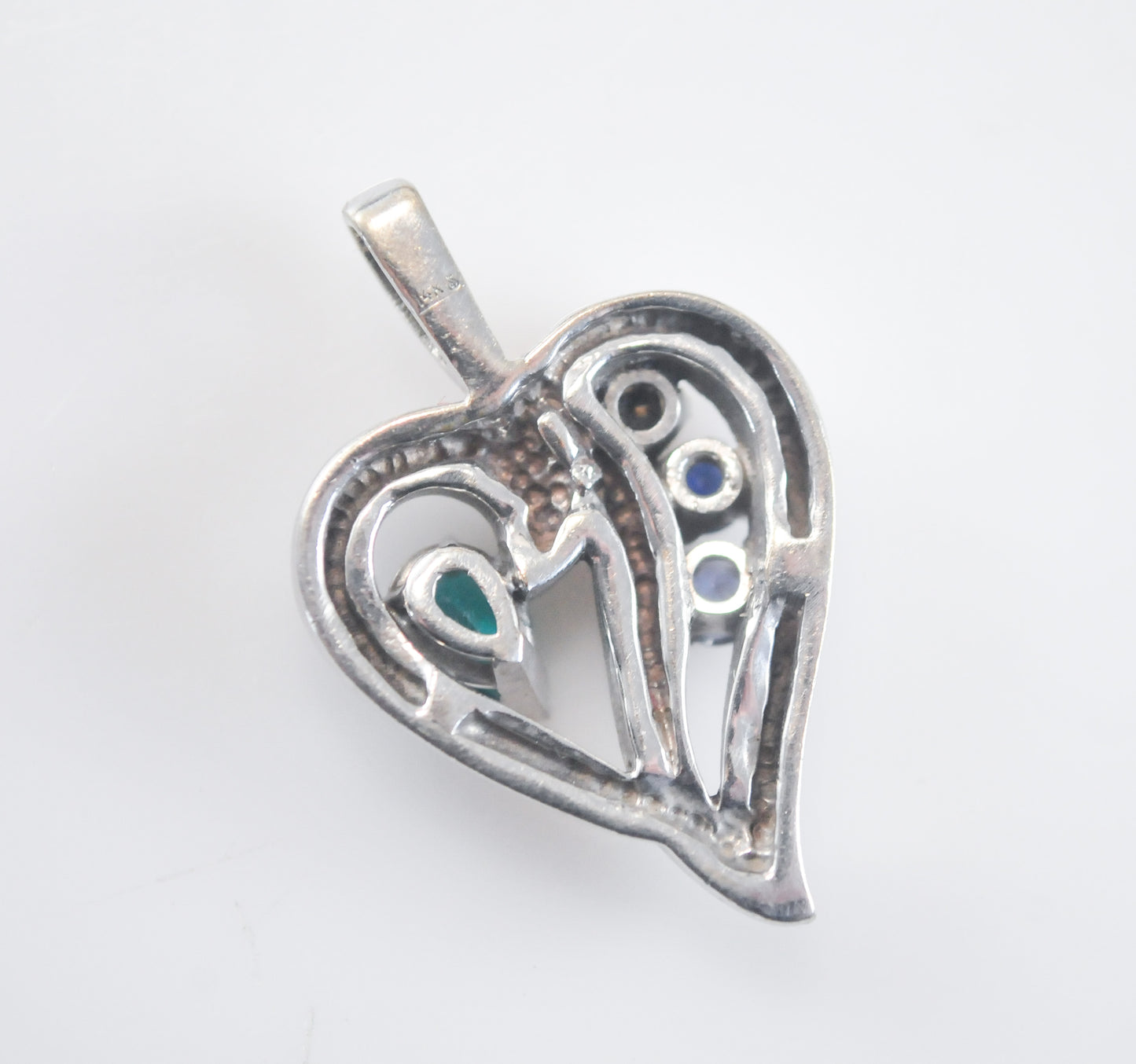 Heavy 14K White Gold Diamond Heart Pendant