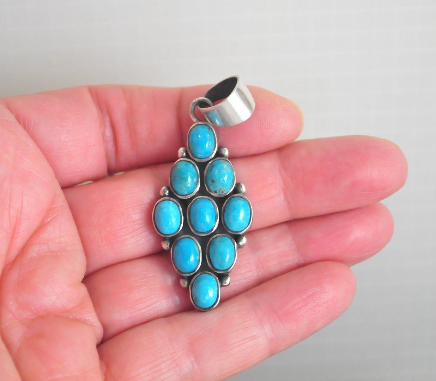 Signed Native American Turquoise Pendant