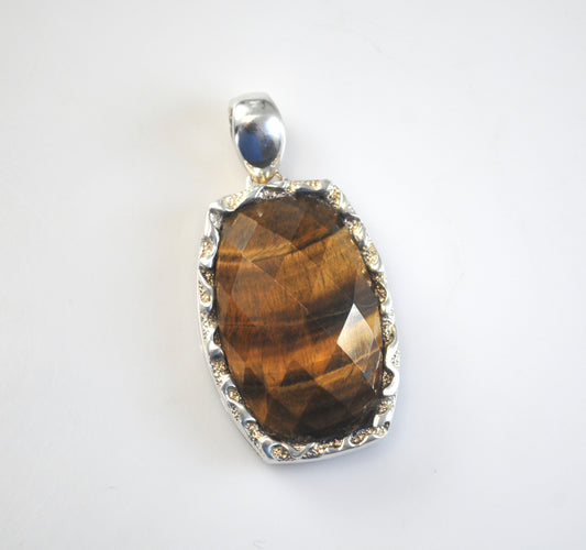 Designer Sterling Silver Tiger's Eye Enhancer Pendant