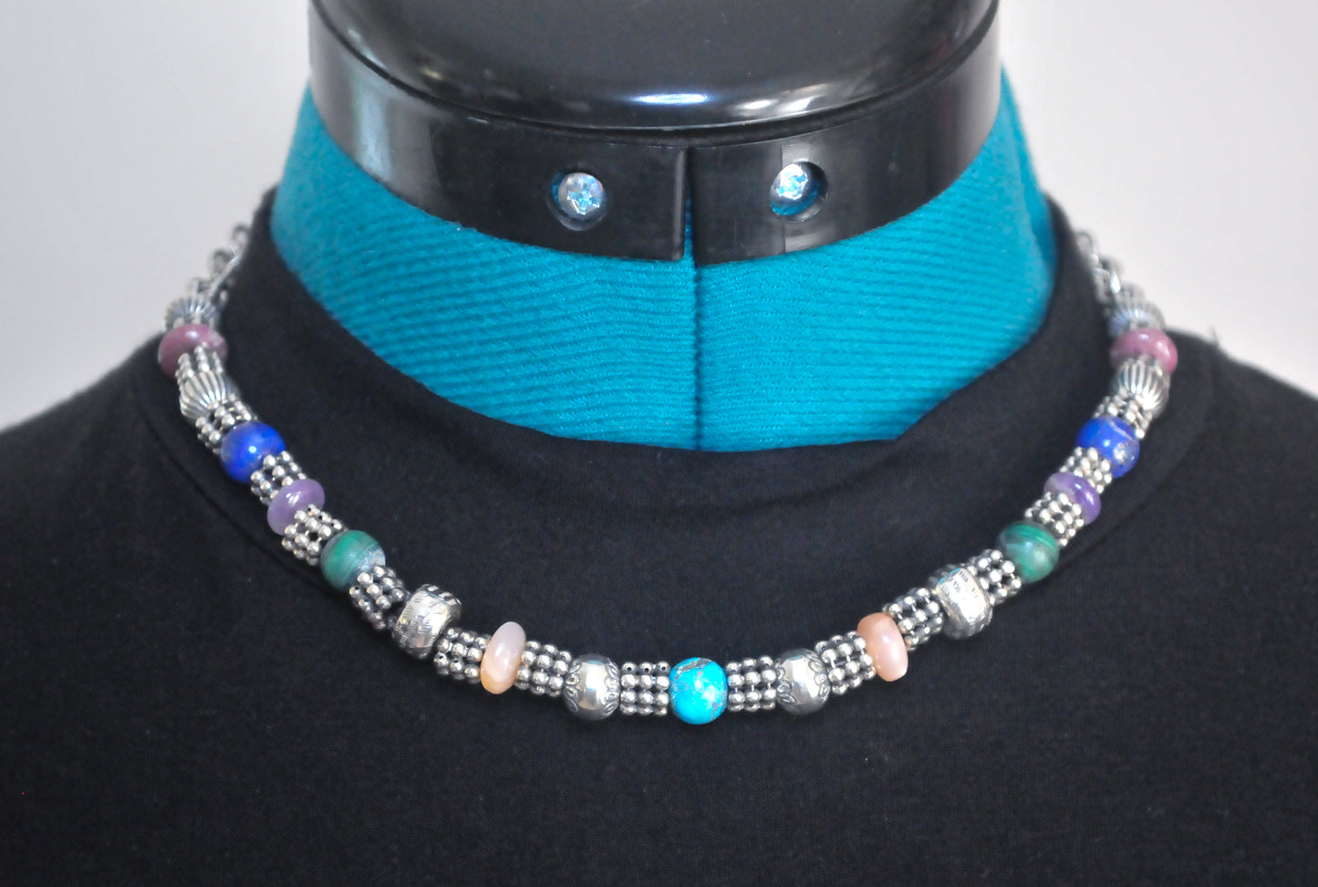 Relios Carolyn Pollack Sterling Silver Multi-Stone Bead Necklace