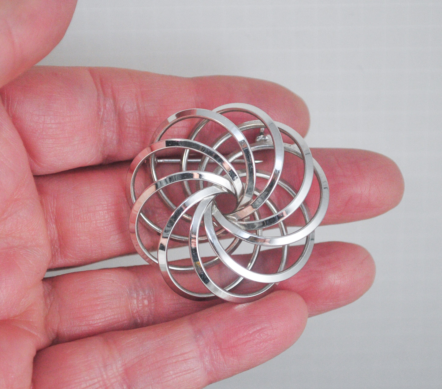 Vintage 925 Sterling Silver Spiral Brooch