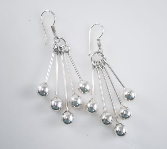 Modernist Sterling Silver Ball Dangle Earrings