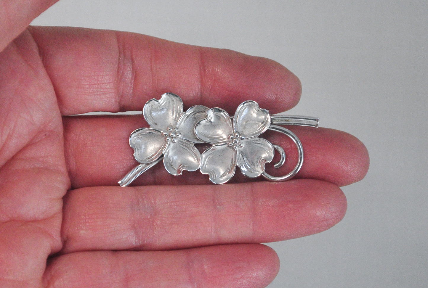 Vintage Beau Sterling Silver Dogwood Flower Brooch