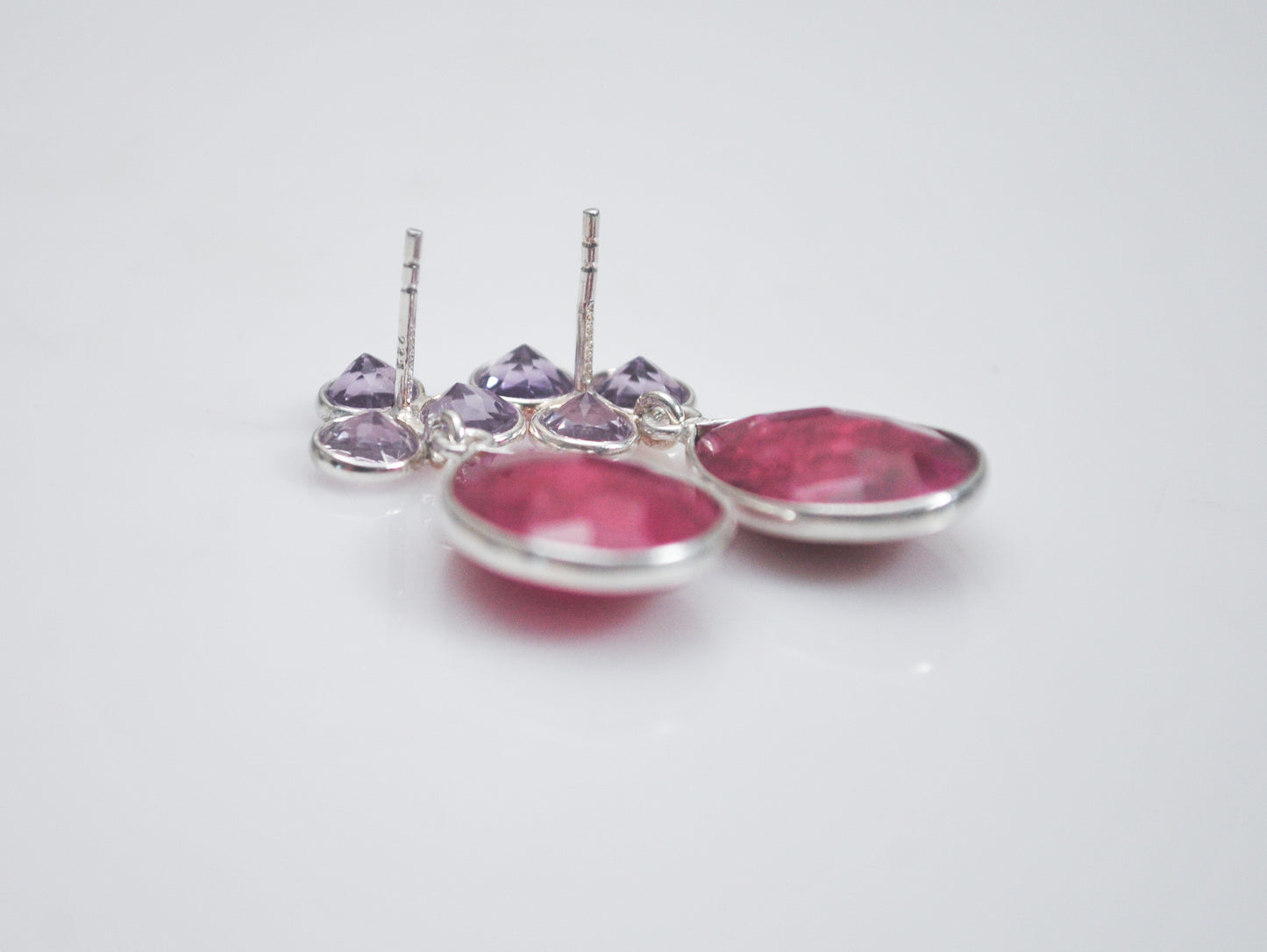 925 India Natural Ruby Amethyst Earrings