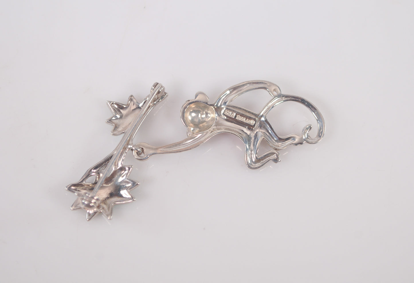 925 Thailand Sterling Silver Monkey Brooch