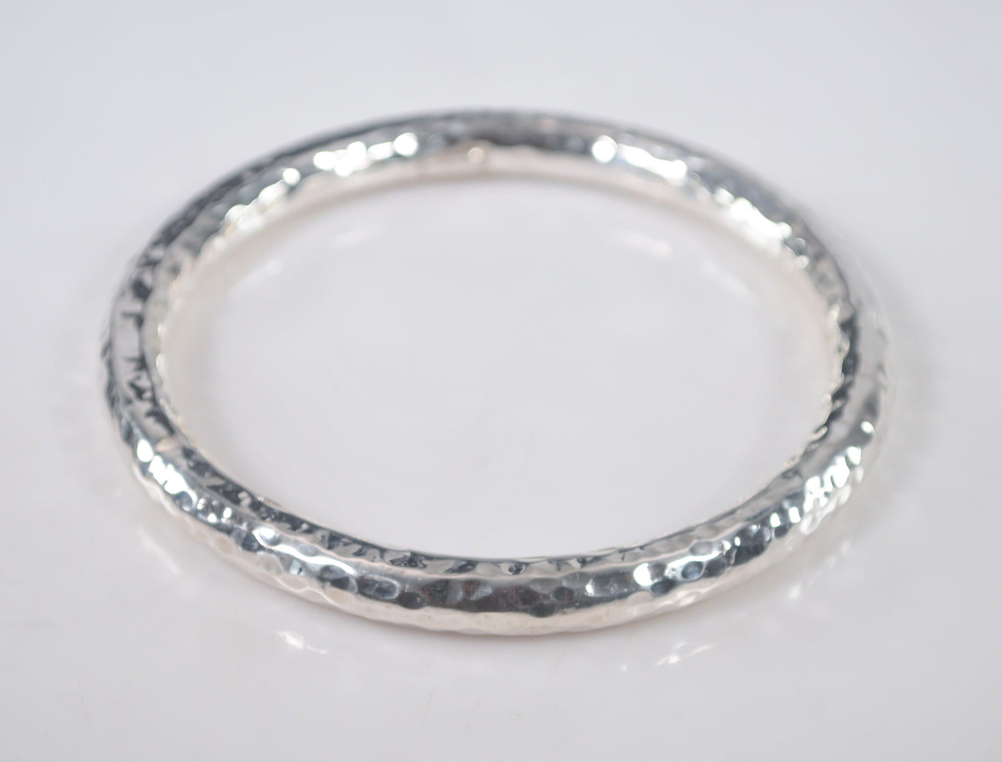 925 Italy Sterling Silver Hammered Bangle Bracelet