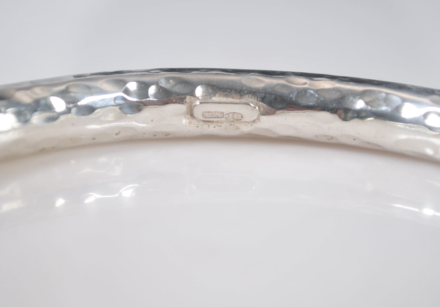 925 Italy Sterling Silver Hammered Bangle Bracelet