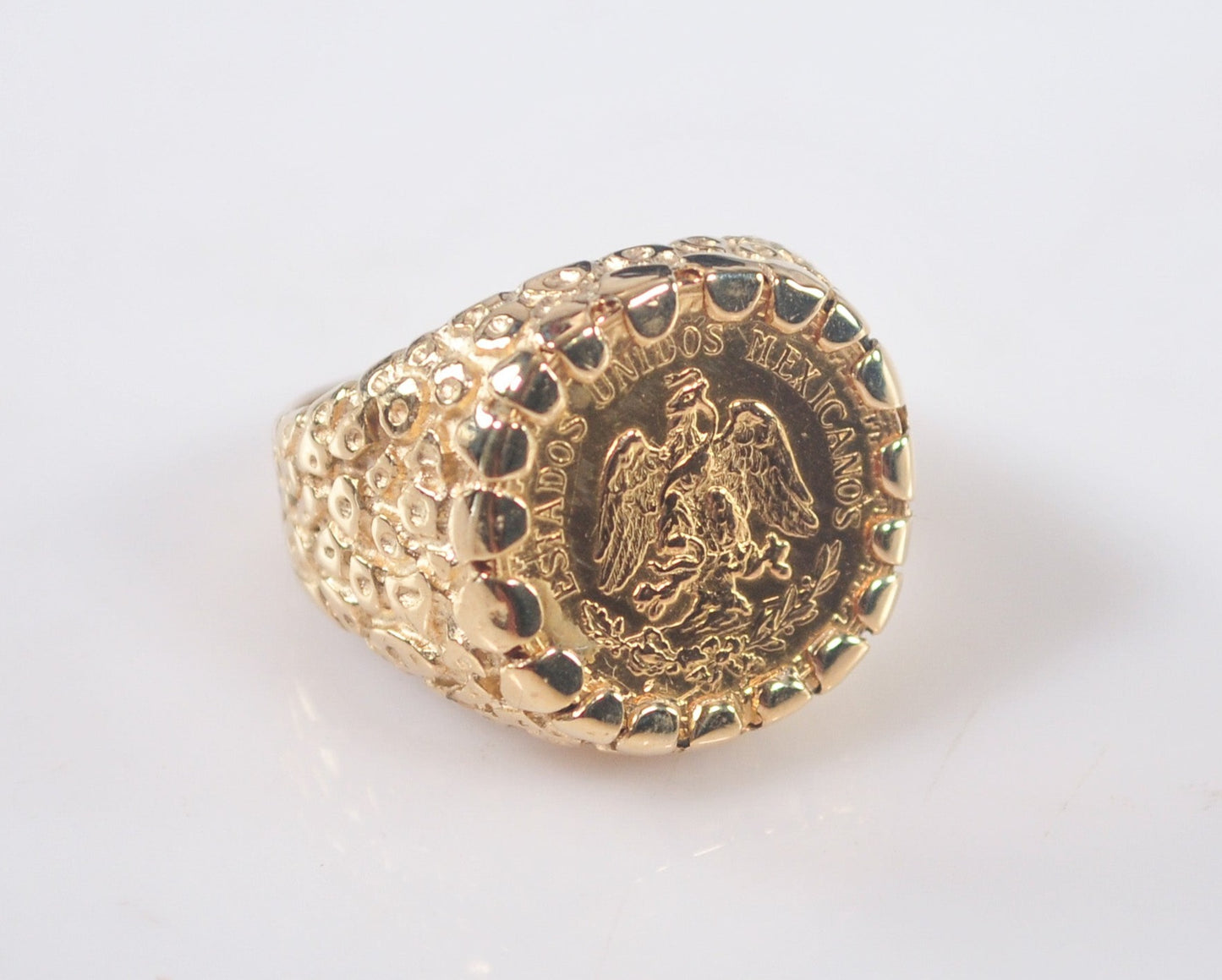 14K Gold 1945 Pesos Coin Nugget Ring