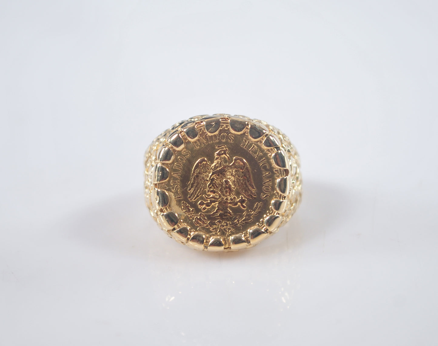 14K Gold 1945 Pesos Coin Nugget Ring