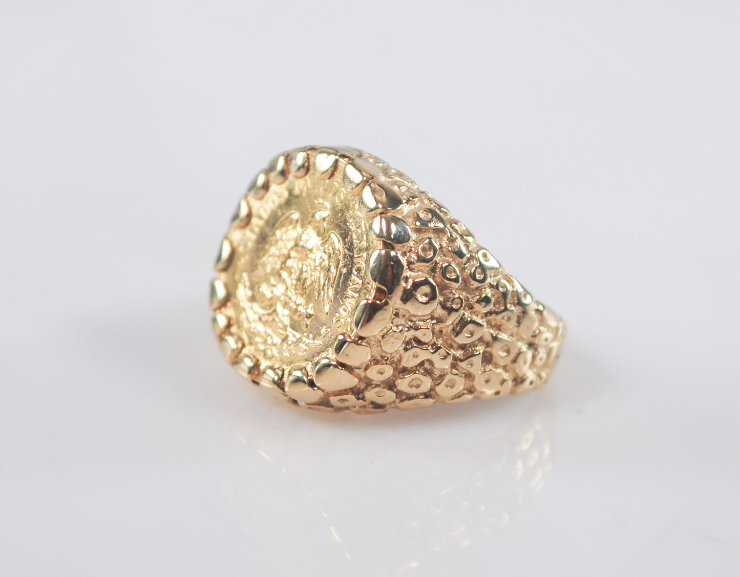 14K Gold 1945 Pesos Coin Nugget Ring