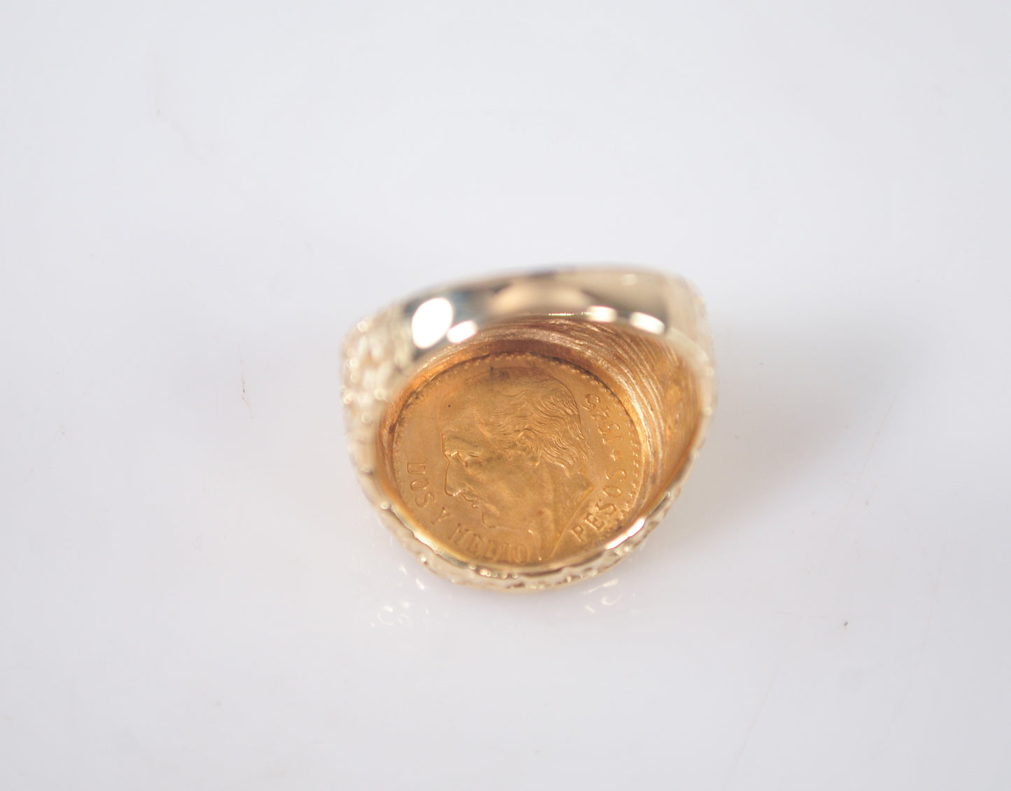 14K Gold 1945 Pesos Coin Nugget Ring