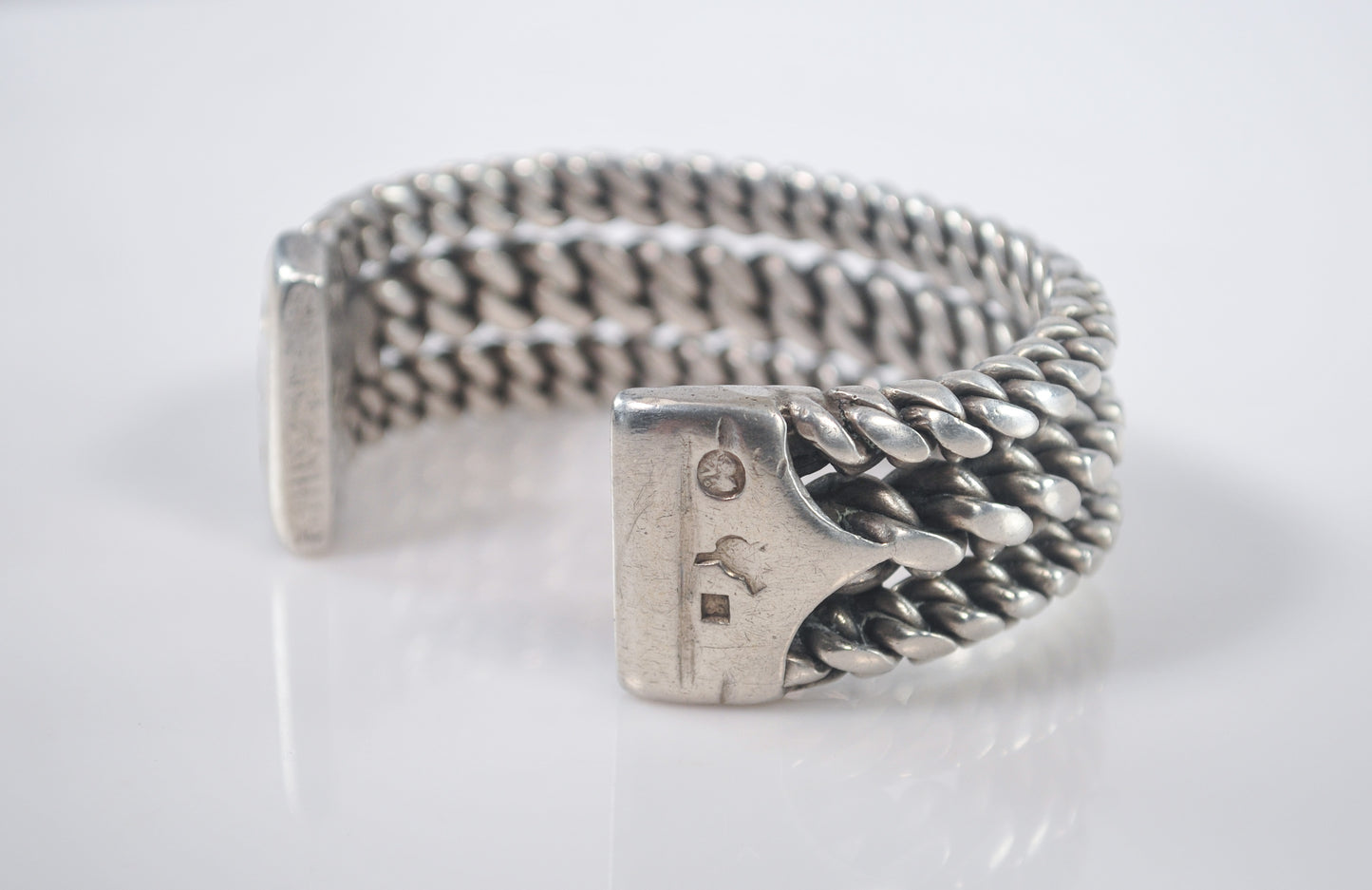 Heavy Southwestern Sterling Silver Braided Rope Cuff Bracelet, 126 Grams