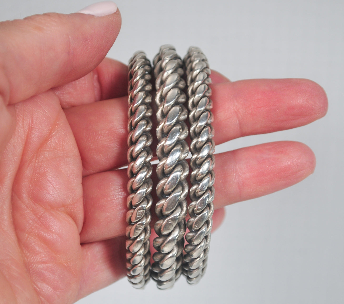 Heavy Southwestern Sterling Silver Braided Rope Cuff Bracelet, 126 Grams