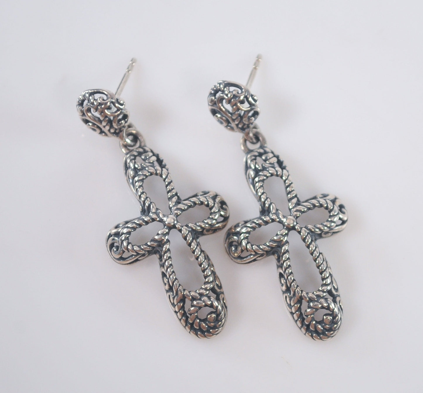 Relios Carolyn Pollack Sterling Silver Southwestern Cross Earrings