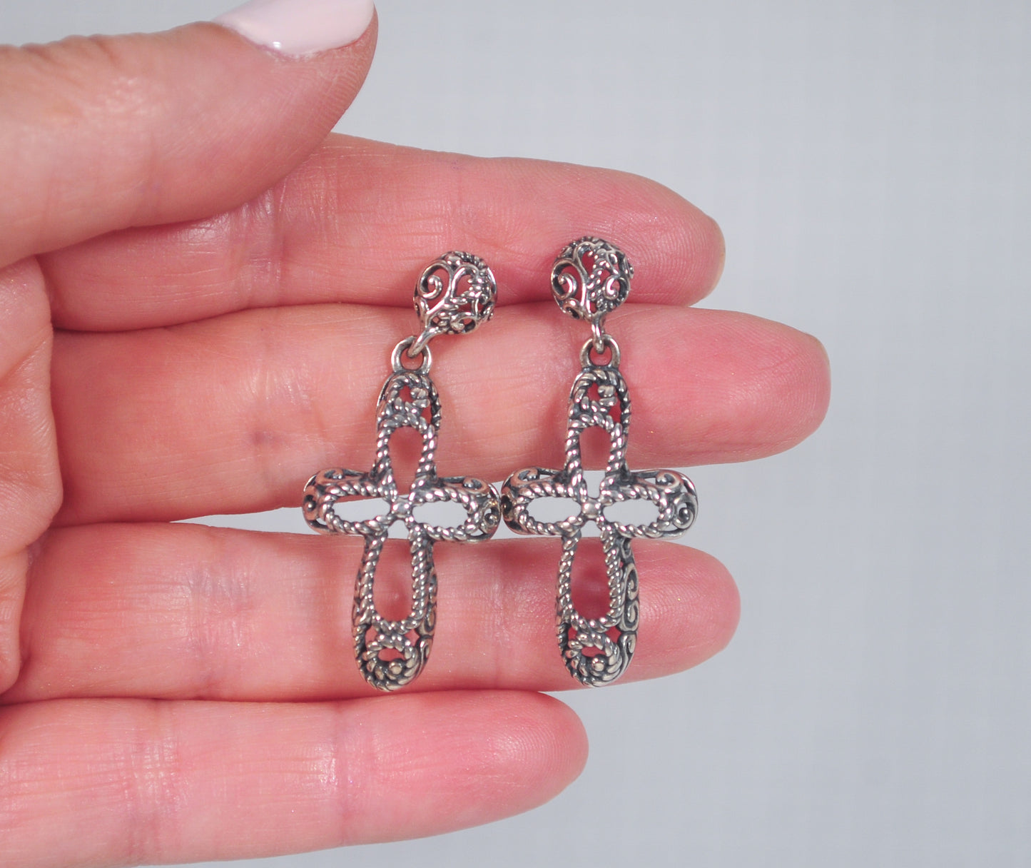 Relios Carolyn Pollack Sterling Silver Southwestern Cross Earrings