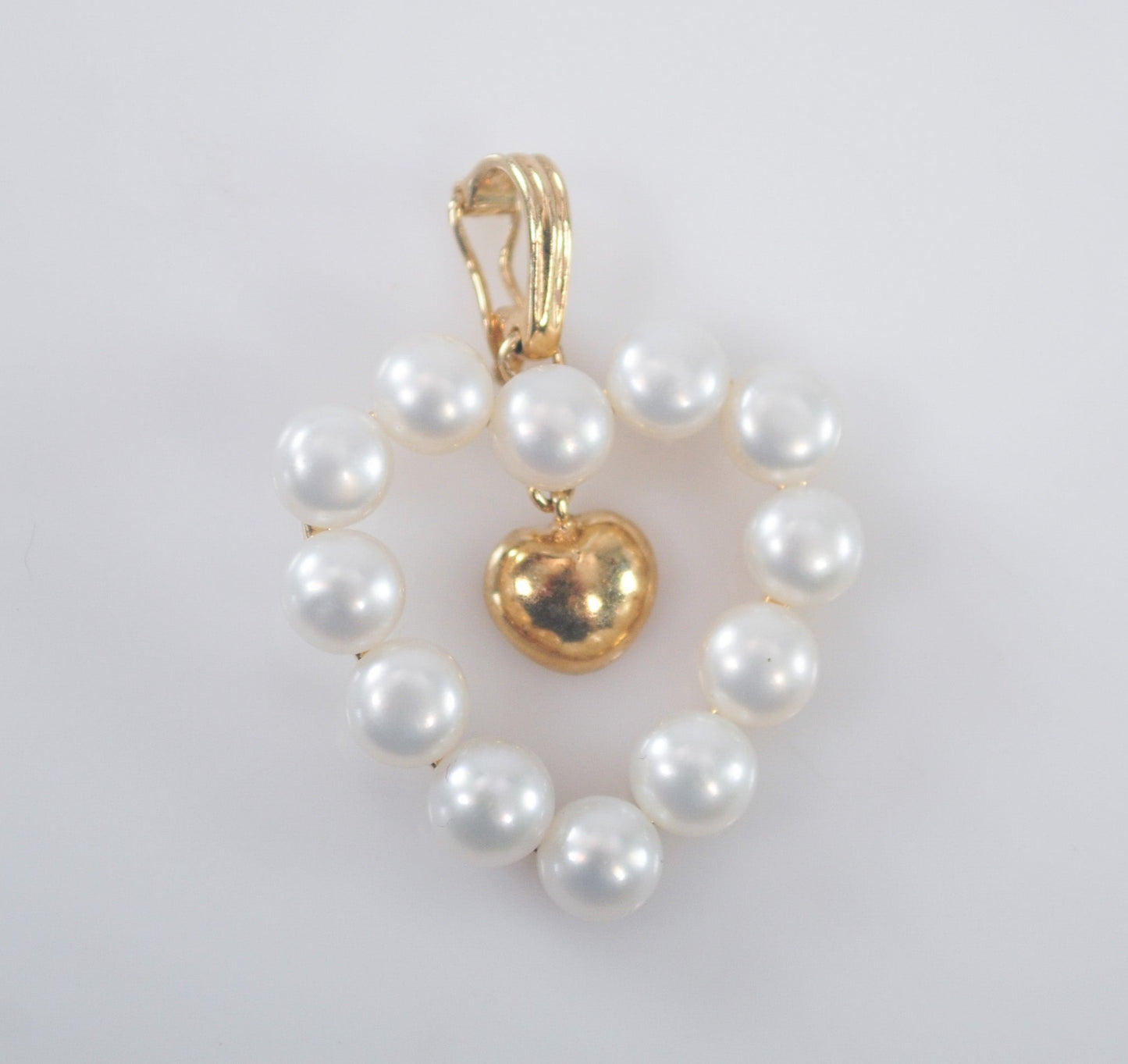 Signed 14K Gold Pearl Enhancer Pendant