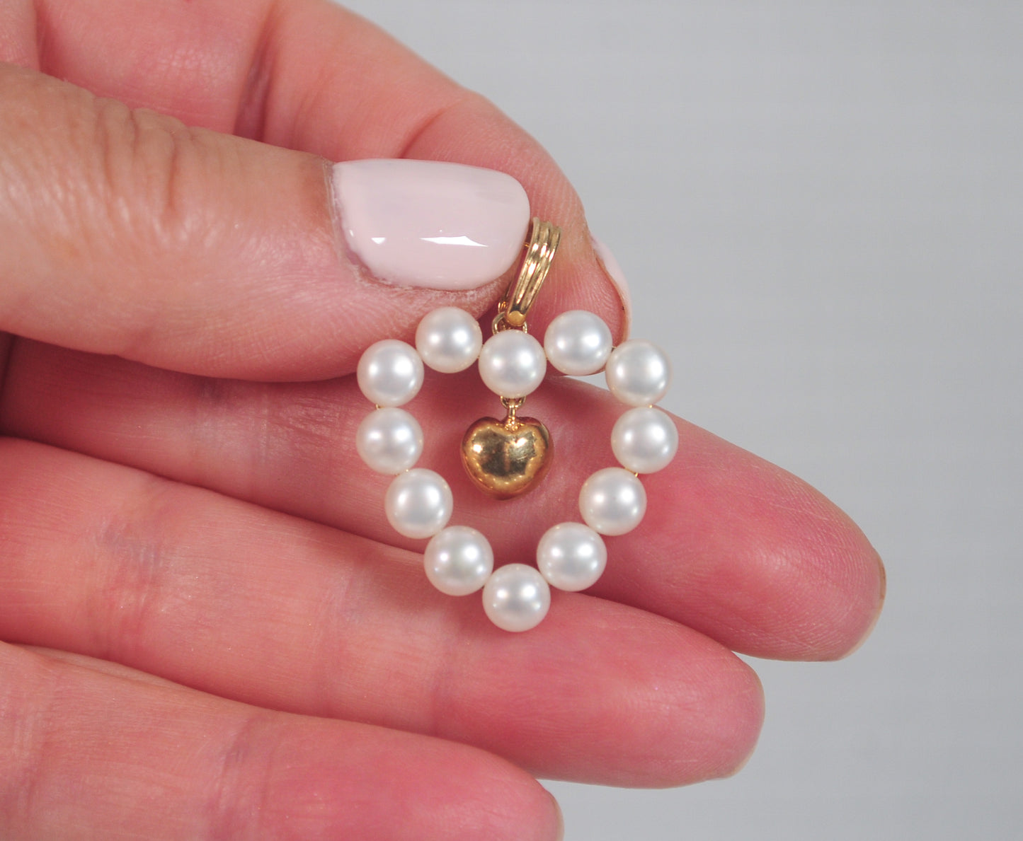 Signed 14K Gold Pearl Enhancer Pendant