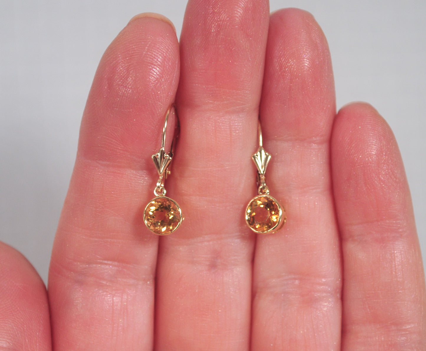 14K Gold Citrine Earrings