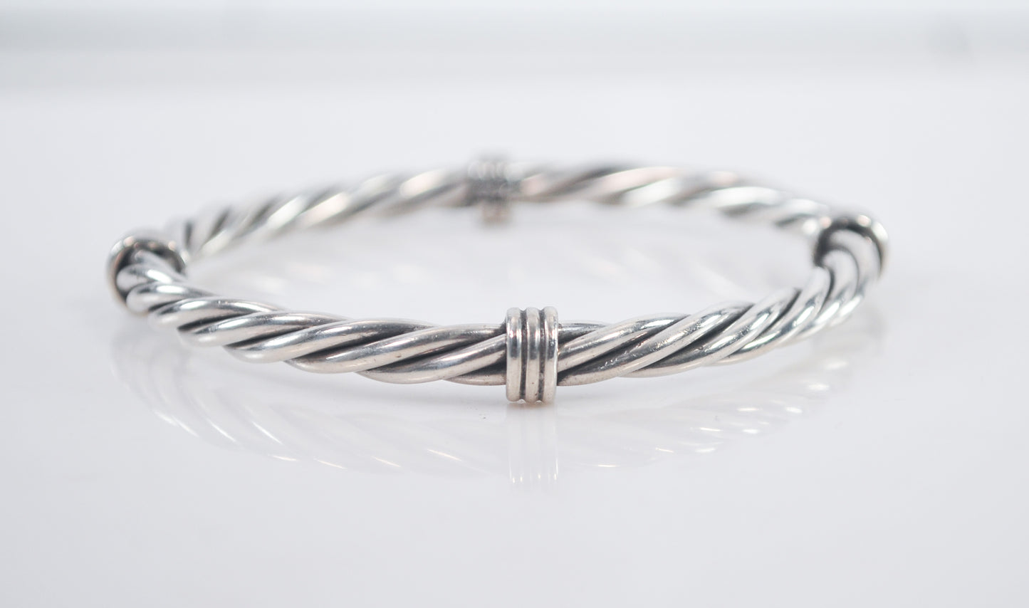 Heavy Sterling Silver Cable Bangle Bracelet