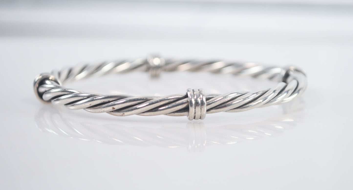 Heavy Sterling Silver Cable Bangle Bracelet