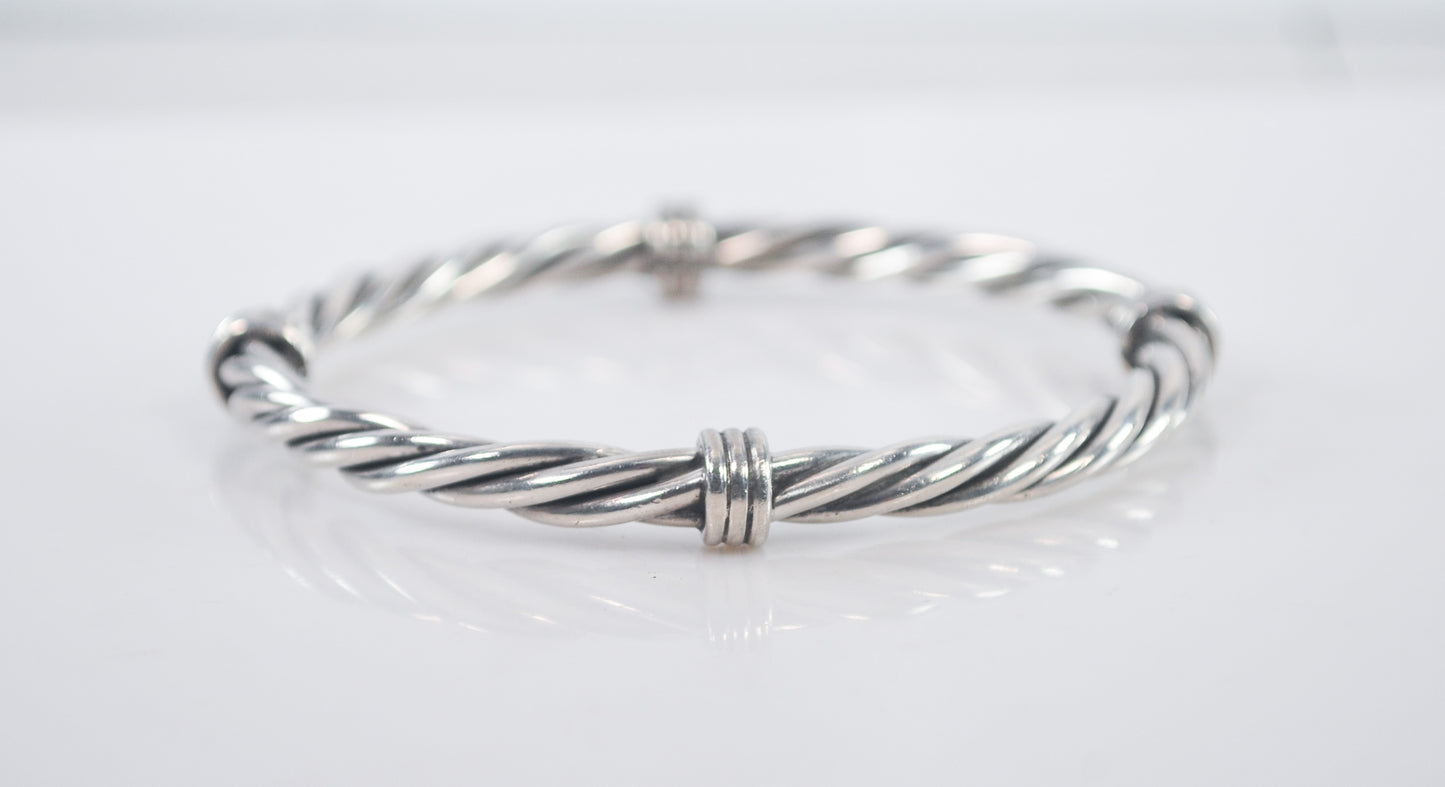 Heavy Sterling Silver Cable Bangle Bracelet