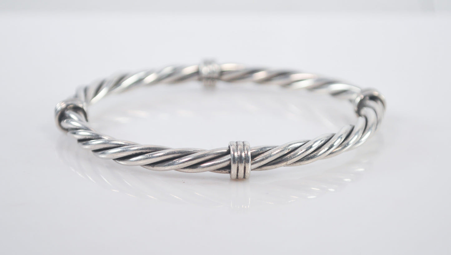 Heavy Sterling Silver Cable Bangle Bracelet