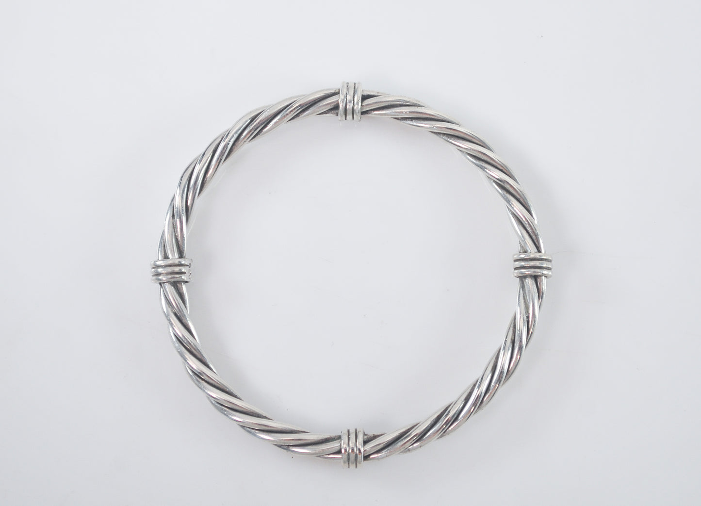 Heavy Sterling Silver Cable Bangle Bracelet