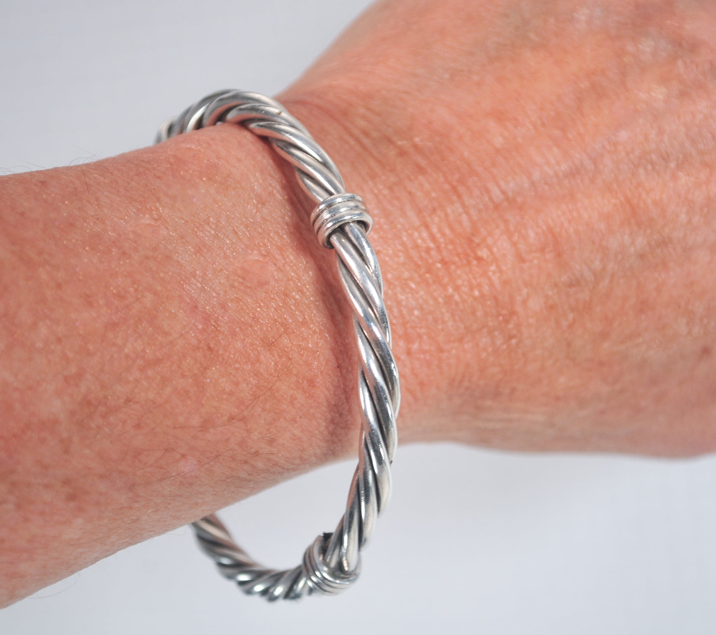 Heavy Sterling Silver Cable Bangle Bracelet