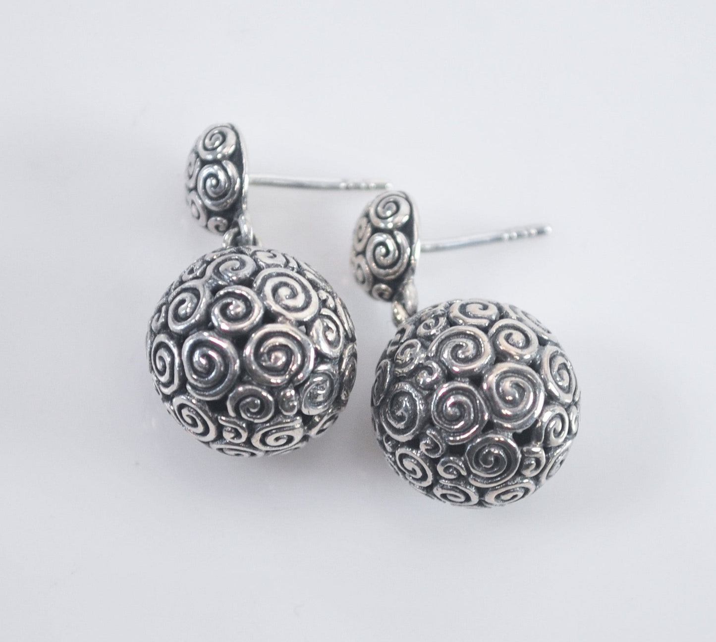 Designer Sterling Silver Ball Earrings