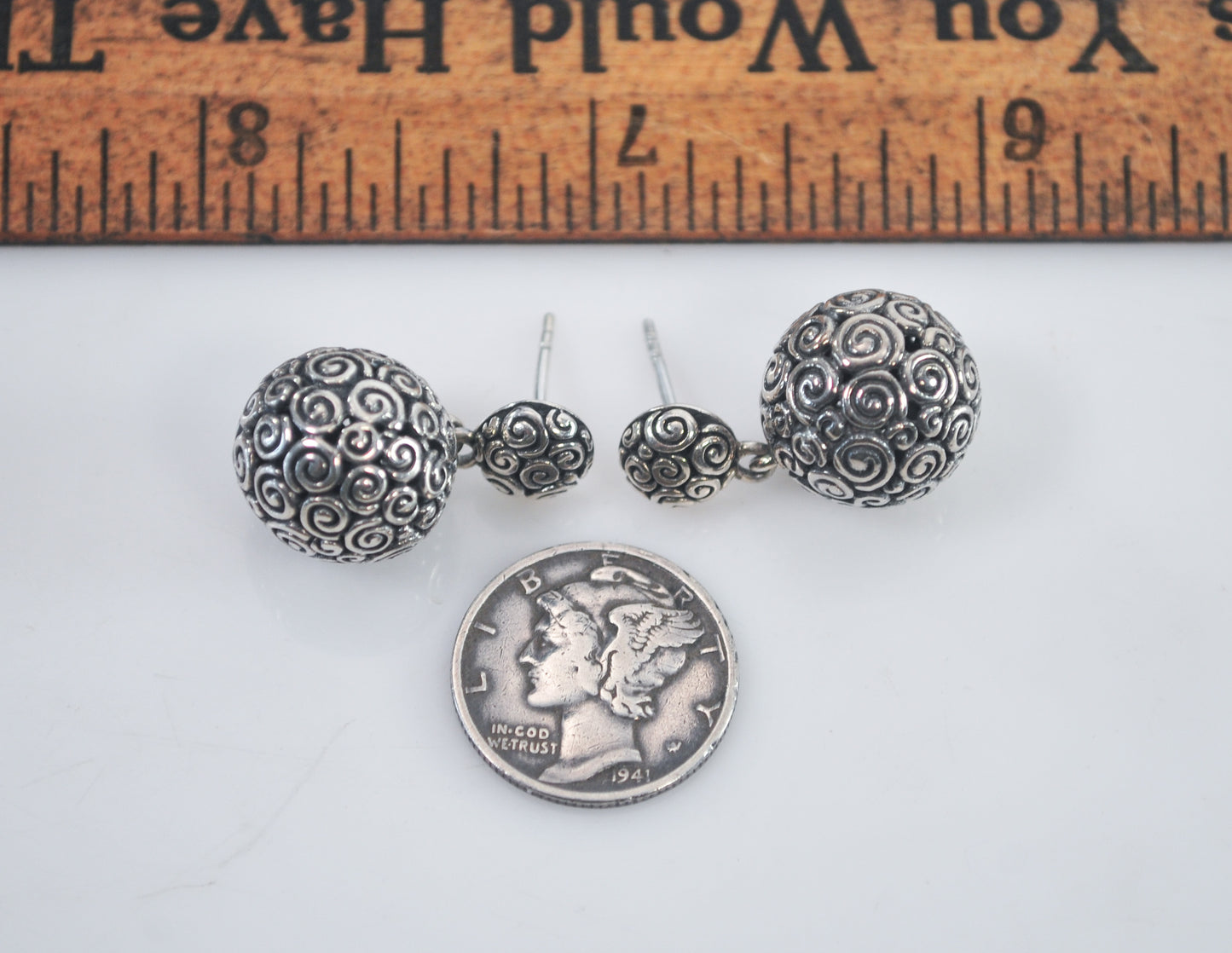 Designer Sterling Silver Ball Earrings