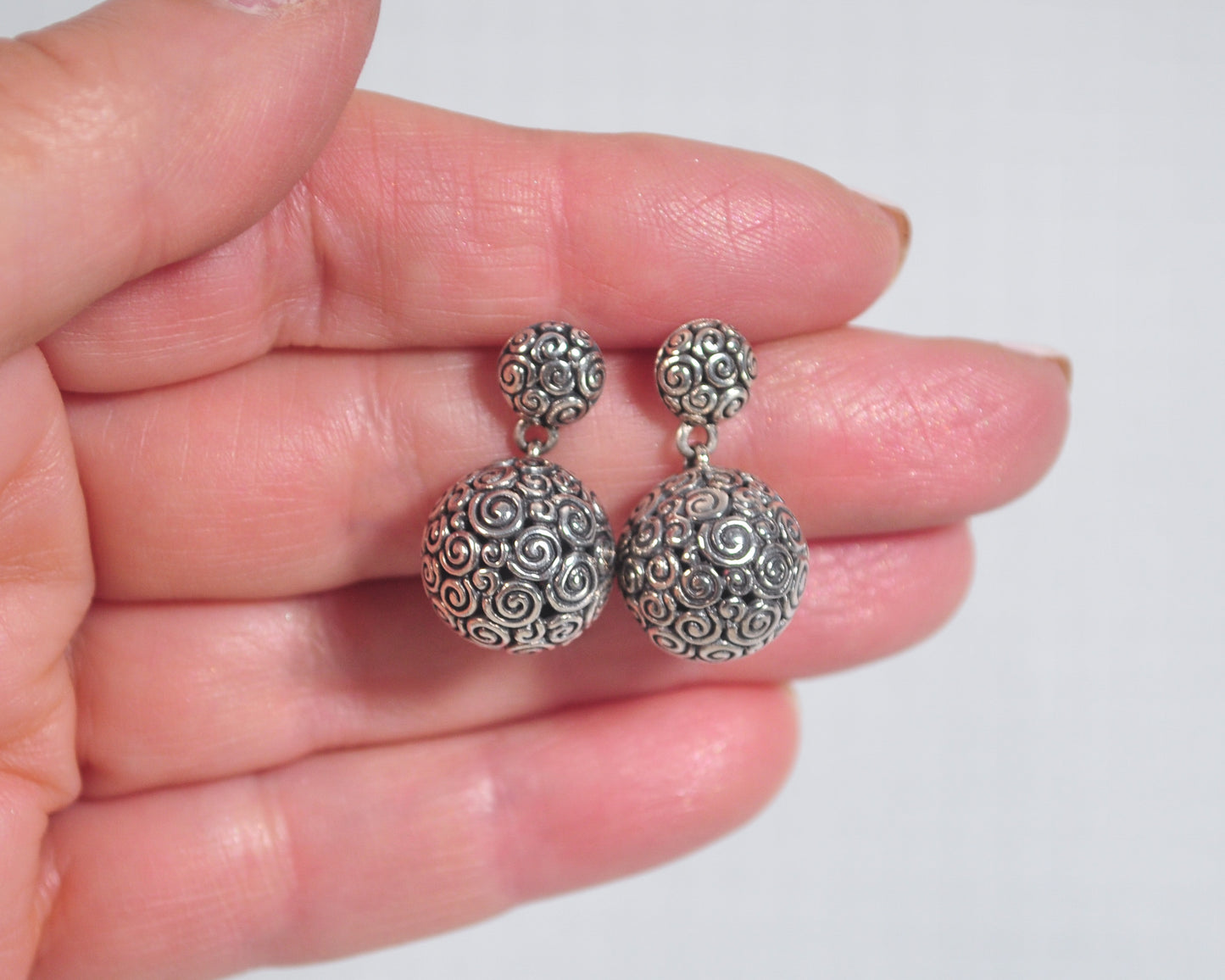 Designer Sterling Silver Ball Earrings