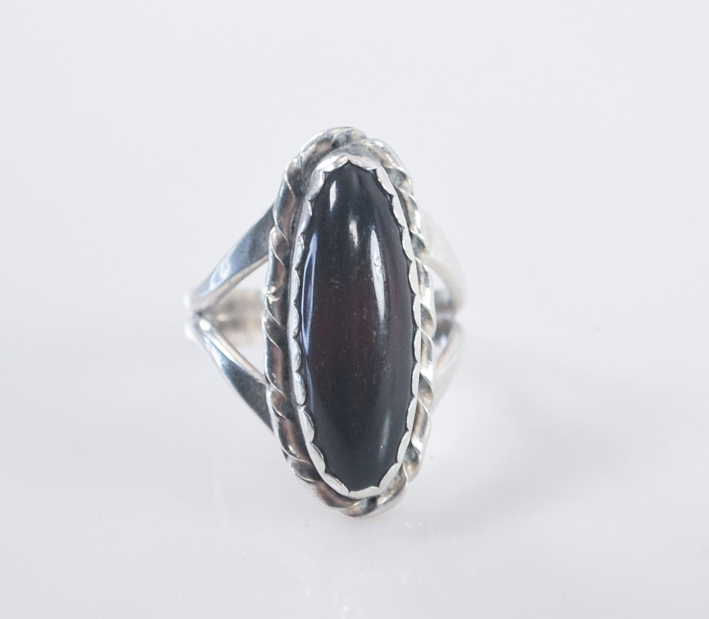 Vintage Southwestern Sterling Silver Amber Ring