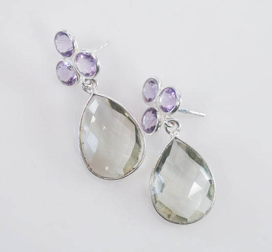 YS India 925 Amethyst Prasiolite Earrings