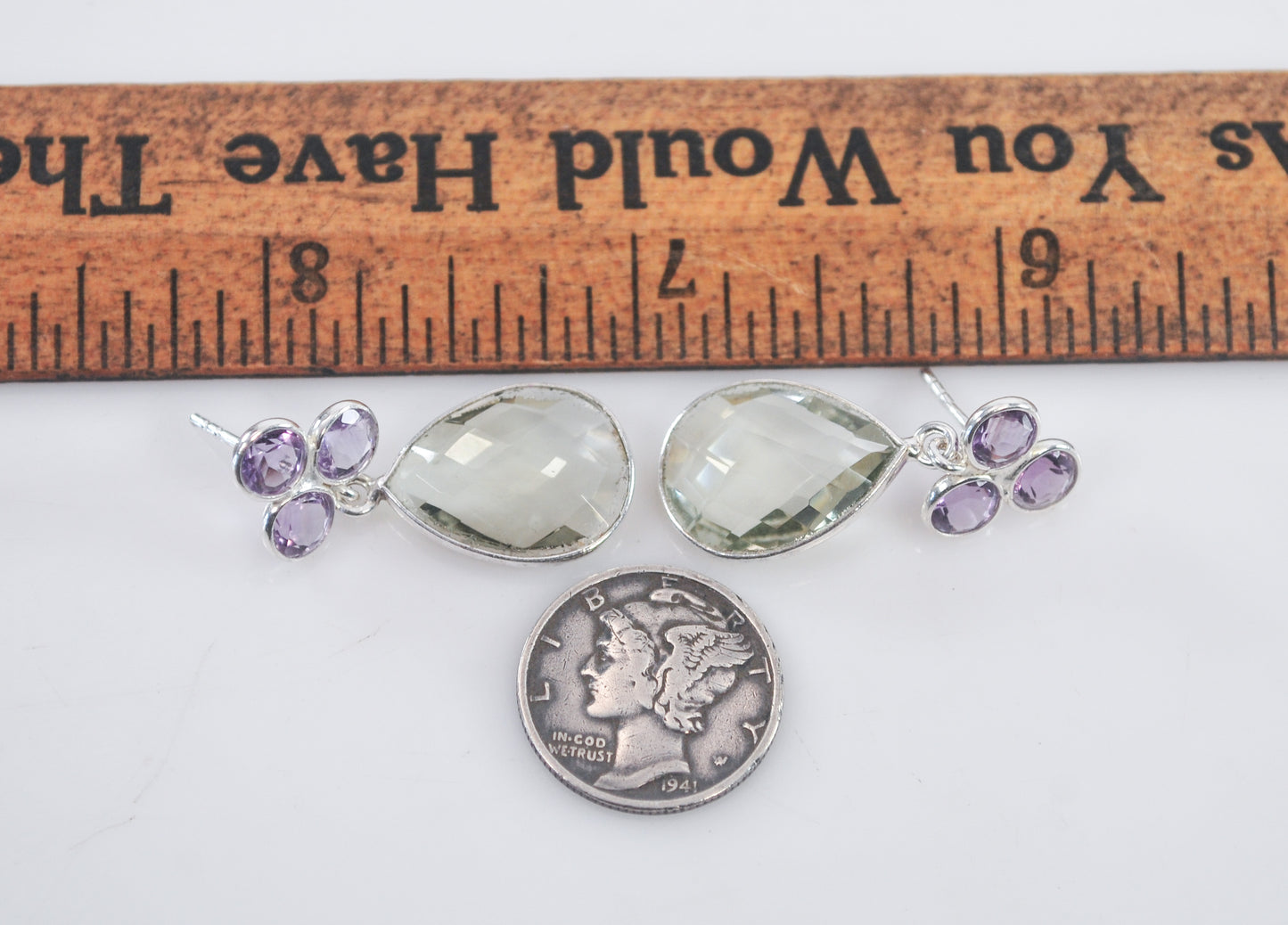 YS India 925 Amethyst Prasiolite Earrings