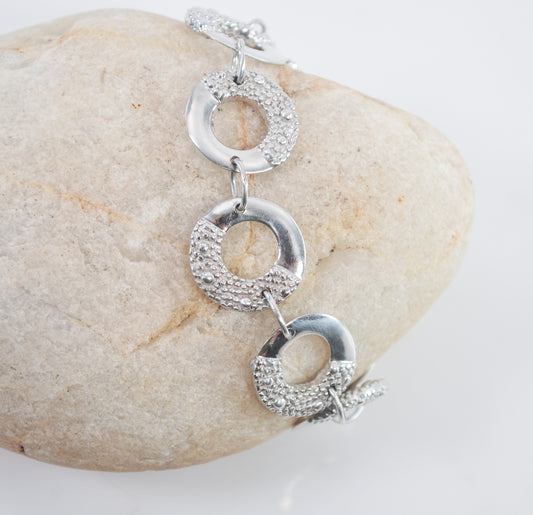 Modernist Sterling Silver Circle Bracelet