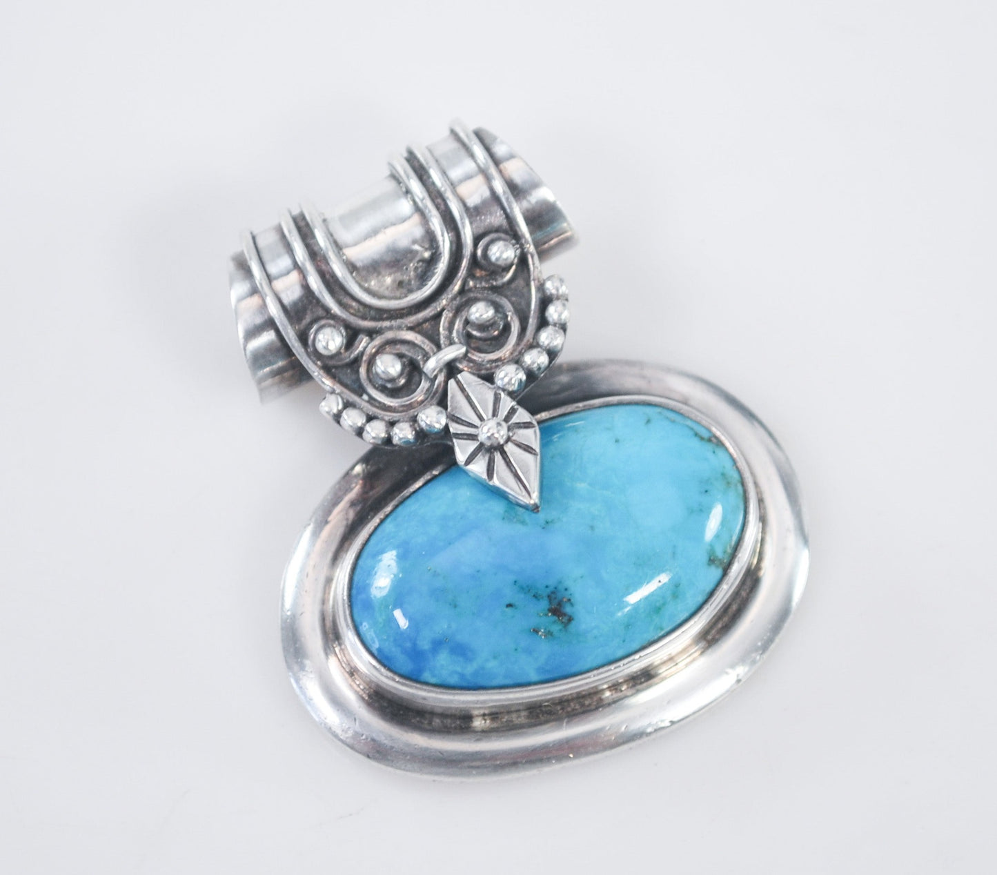 As is, 925 Sterling Silver Turquoise Slider Pendant