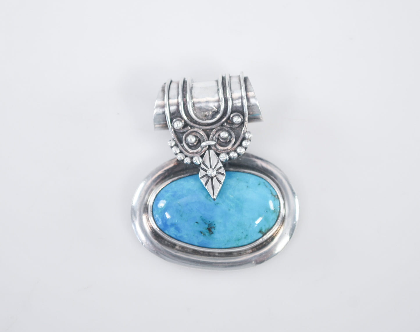 As is, 925 Sterling Silver Turquoise Slider Pendant