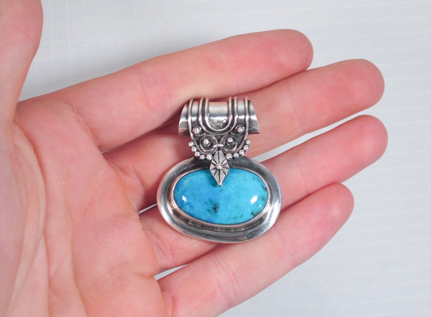 As is, 925 Sterling Silver Turquoise Slider Pendant