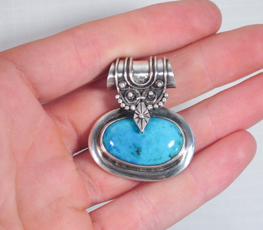 As is, 925 Sterling Silver Turquoise Slider Pendant