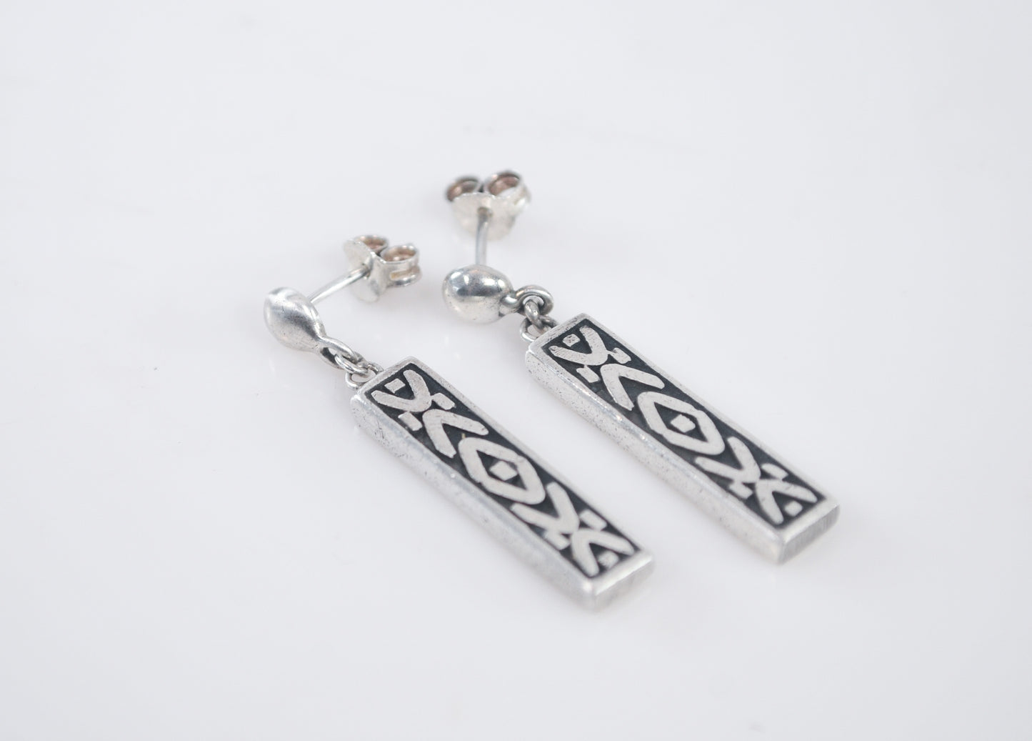 Signed Sterling Silver Bar Earrings