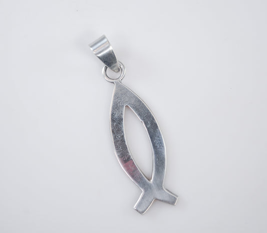 Large Sterling Silver Ichthus Fish Pendant