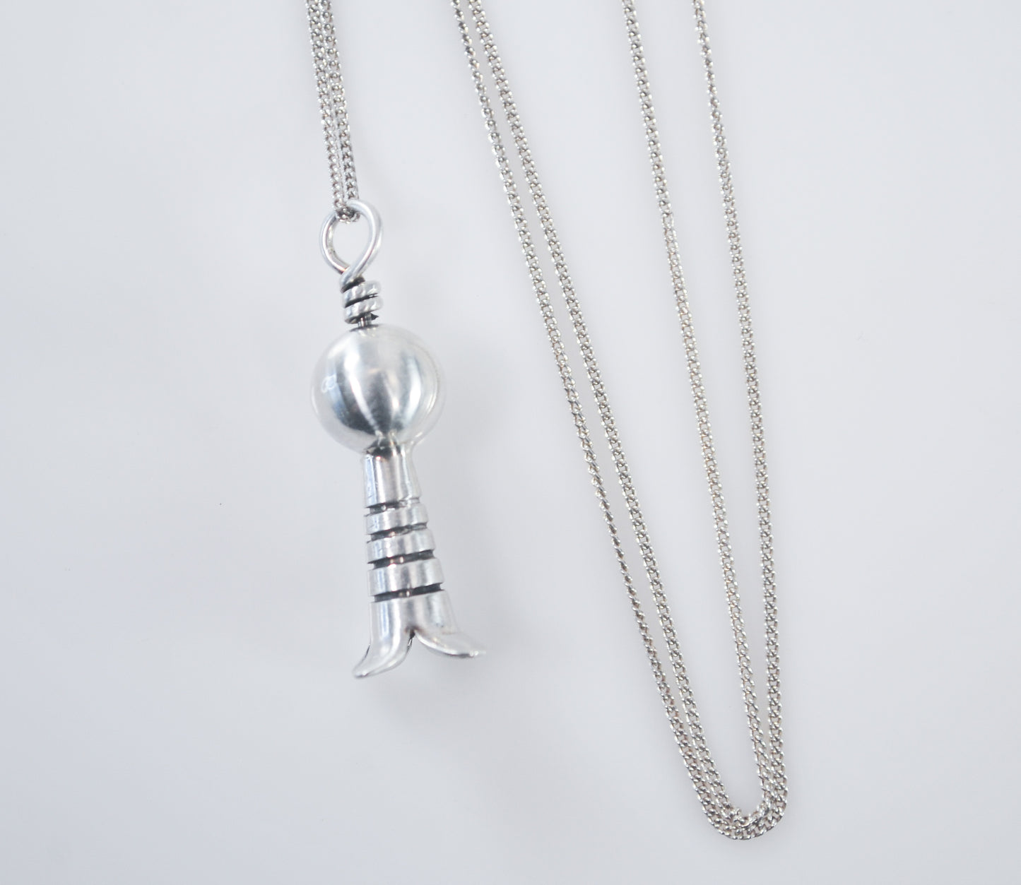 Sterling Silver Navajo Squash Blossom Pendant Necklace