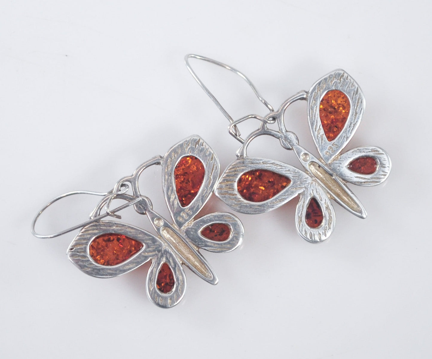 Amber Sterling Silver Butterfly Earrings