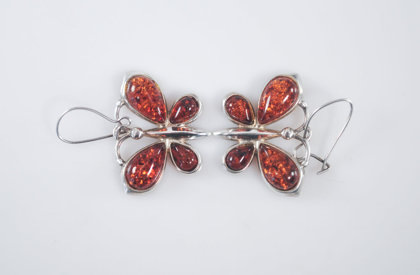 Amber Sterling Silver Butterfly Earrings