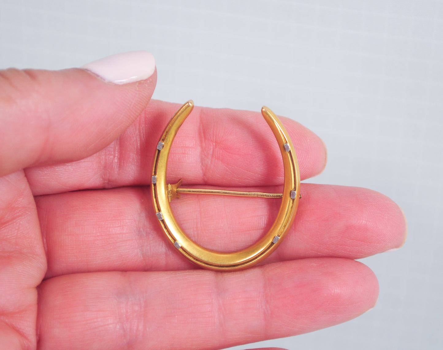 Antique 14K Gold Riker Brothers Horseshoe Brooch