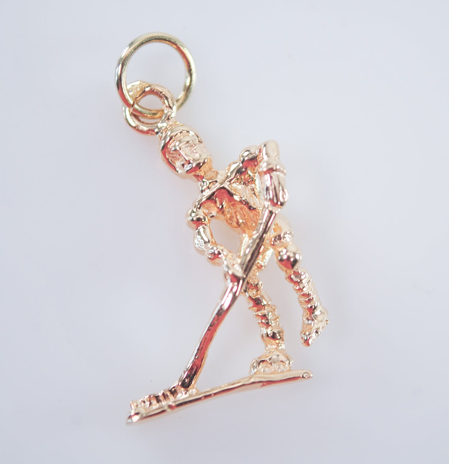 14K Gold Hockey Player Charm Pendant